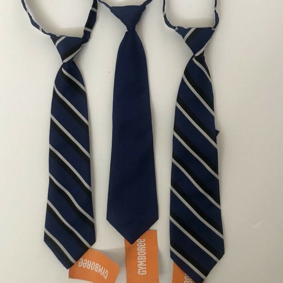 Gymboree Boys Ties Royal blue solid and striped x3 - Picture 1 of 12